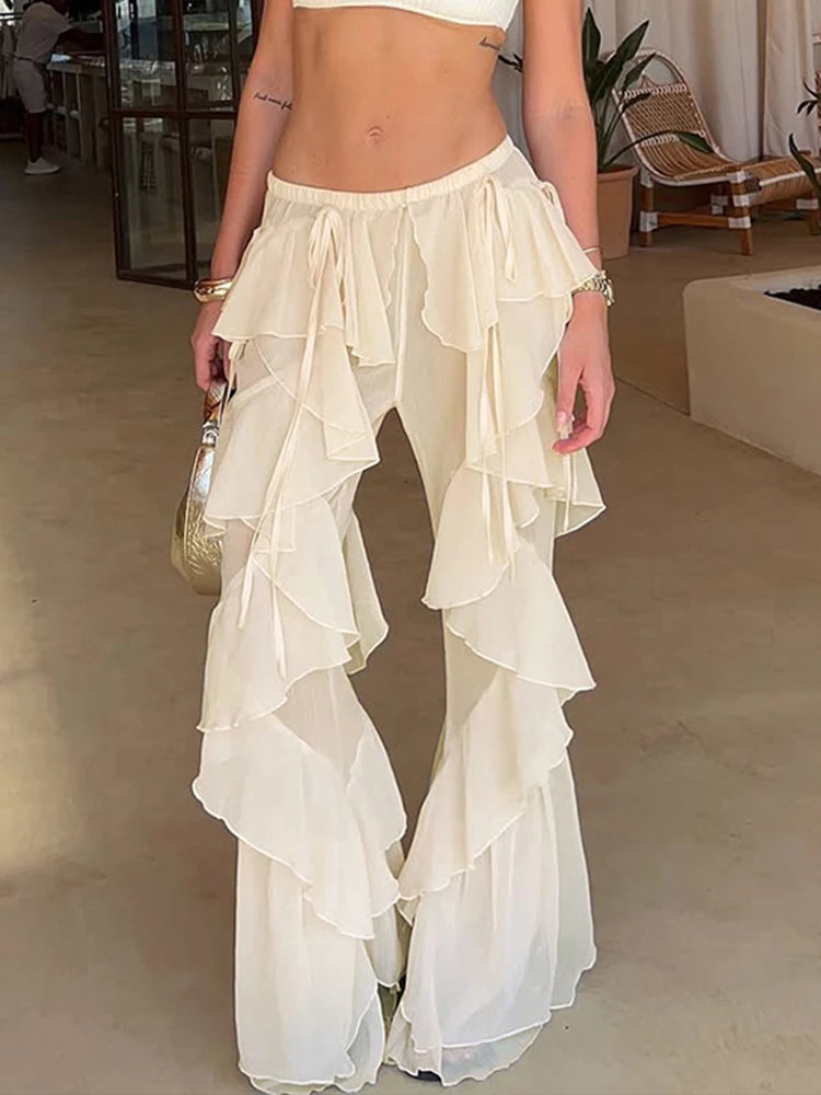 Irregular Tierred Flare Pants