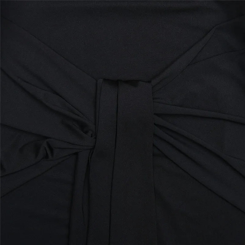 Half High Collar Irregular Tank Dress Sleeveless Bodycon Ruched Long Dress