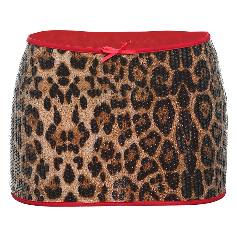 Sequin Leopard Mini Skirt