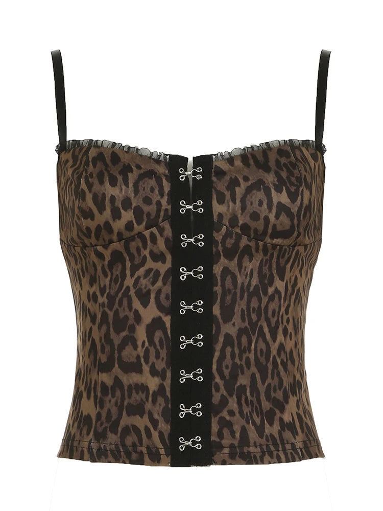 Leopard Sleeveless Botton Top