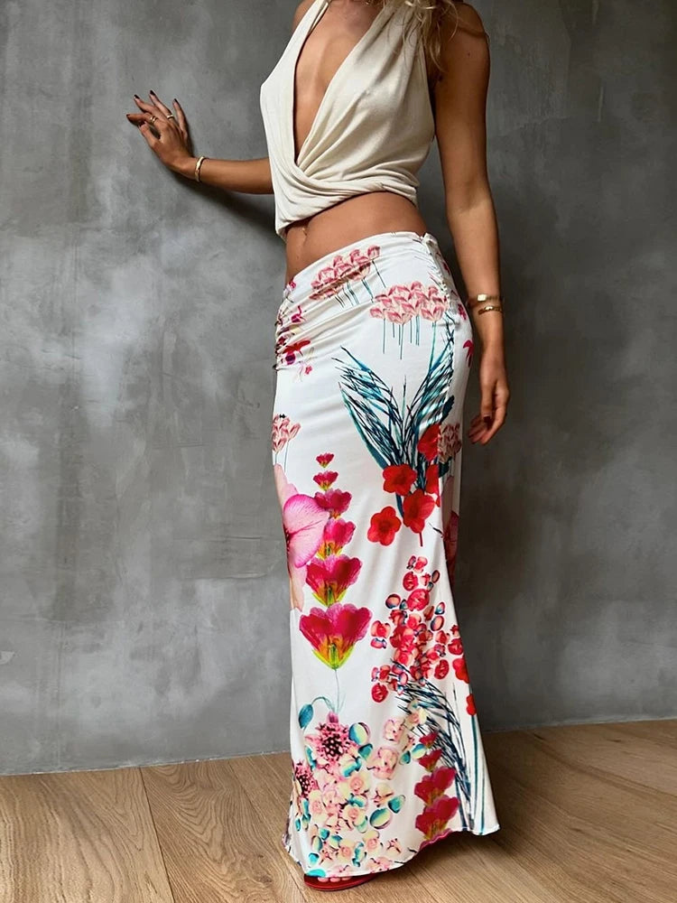 Scenery Maxi Skirt Trend Wait Silky Body-haping Bottom Vacation Dress
