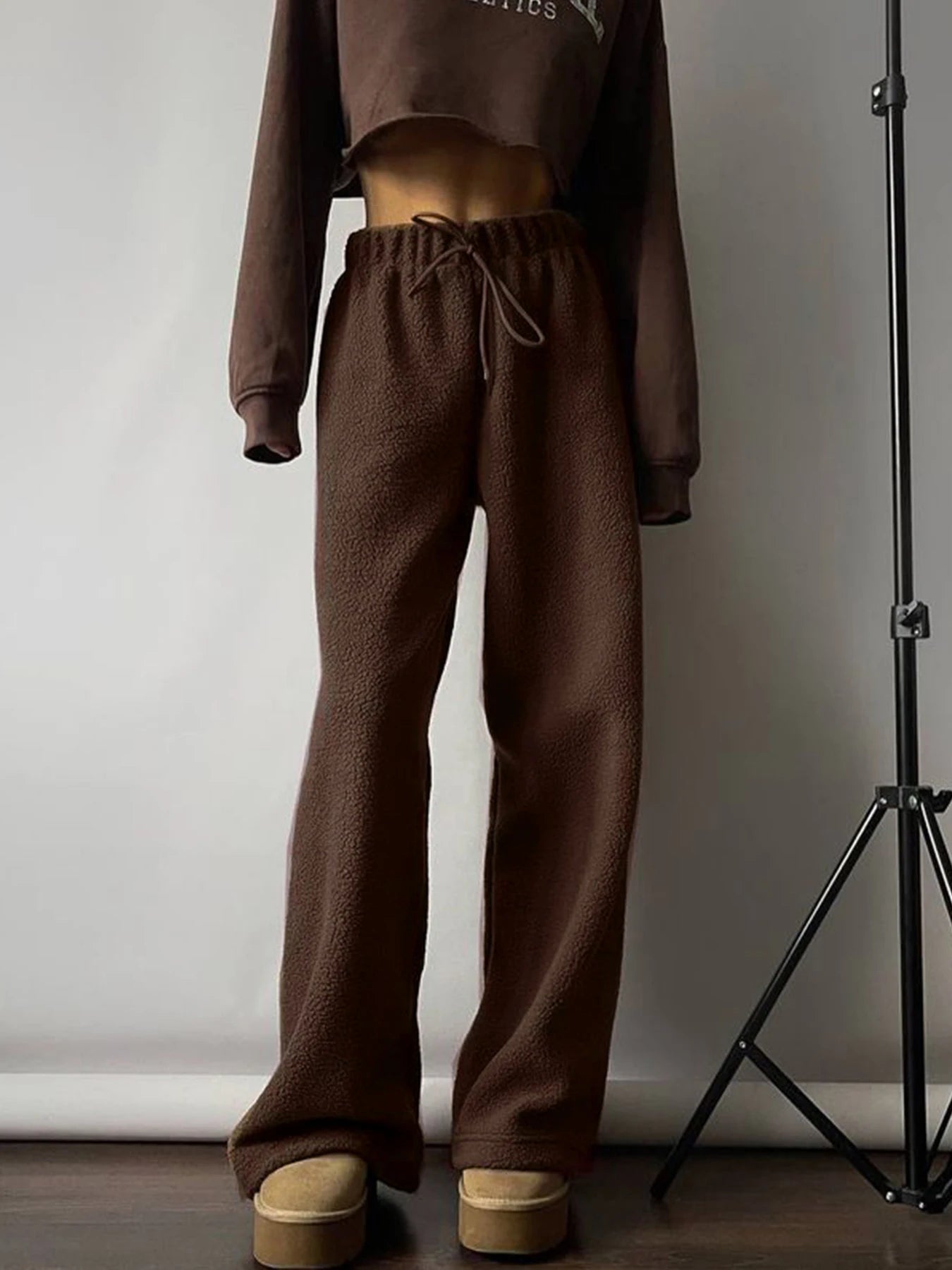 's Thermal Lined Pants Comfy Trousers Fall Drawstring Bottoms Daily