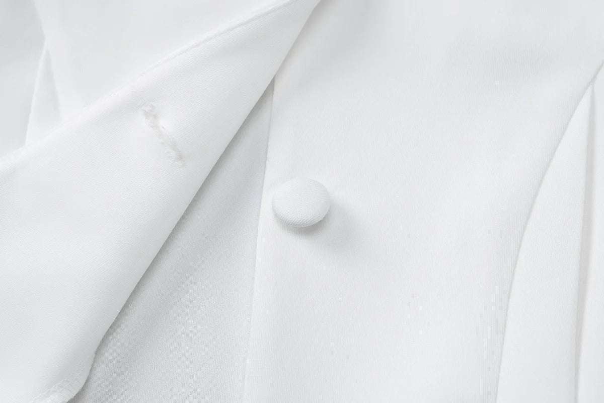 White Button Blazer Mini Dress