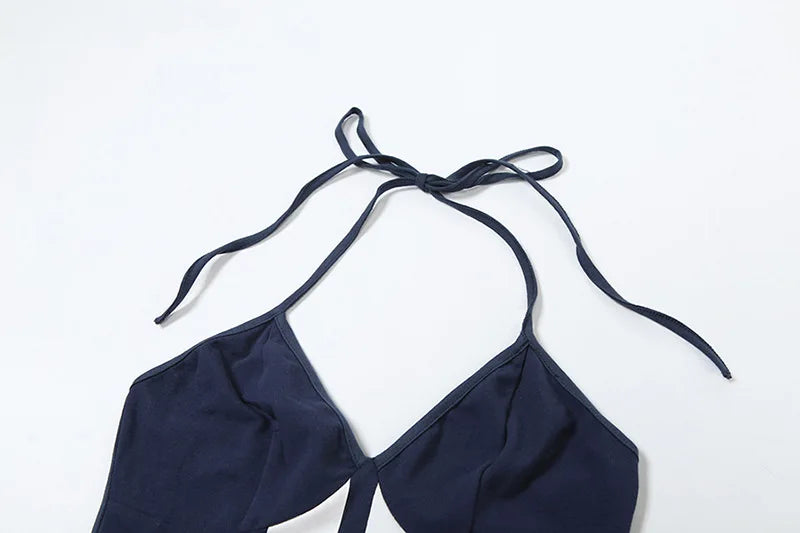Letter Two Piece Set Halter V-neck Crop Tanks Buttons High Waist Shorts Street