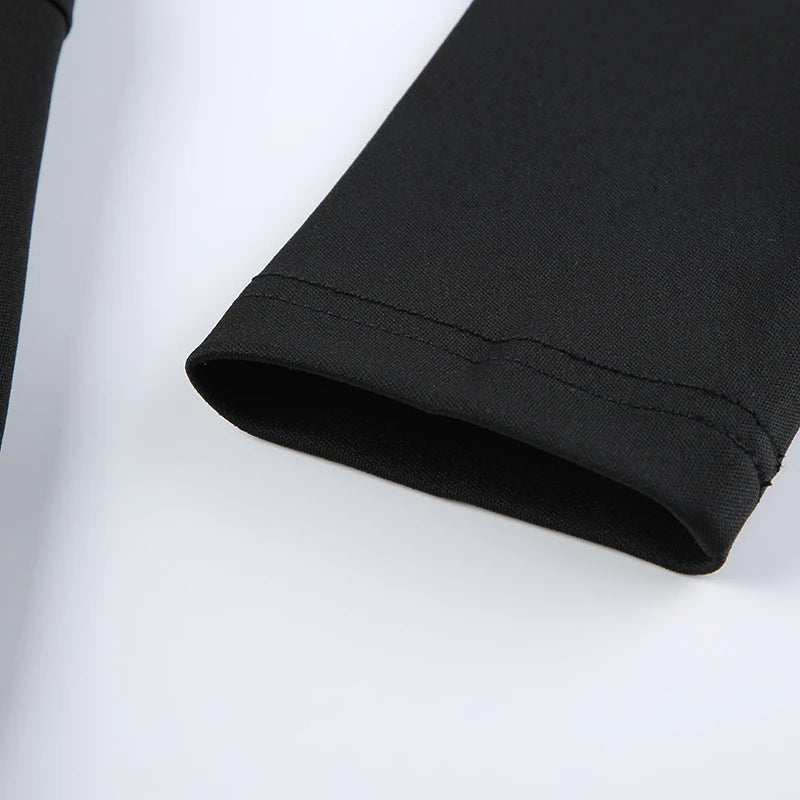 Black Lace Up Square Collar Dresses Balletcore Aesthetic Bodycon Long Sleeve Mini Dress Korean