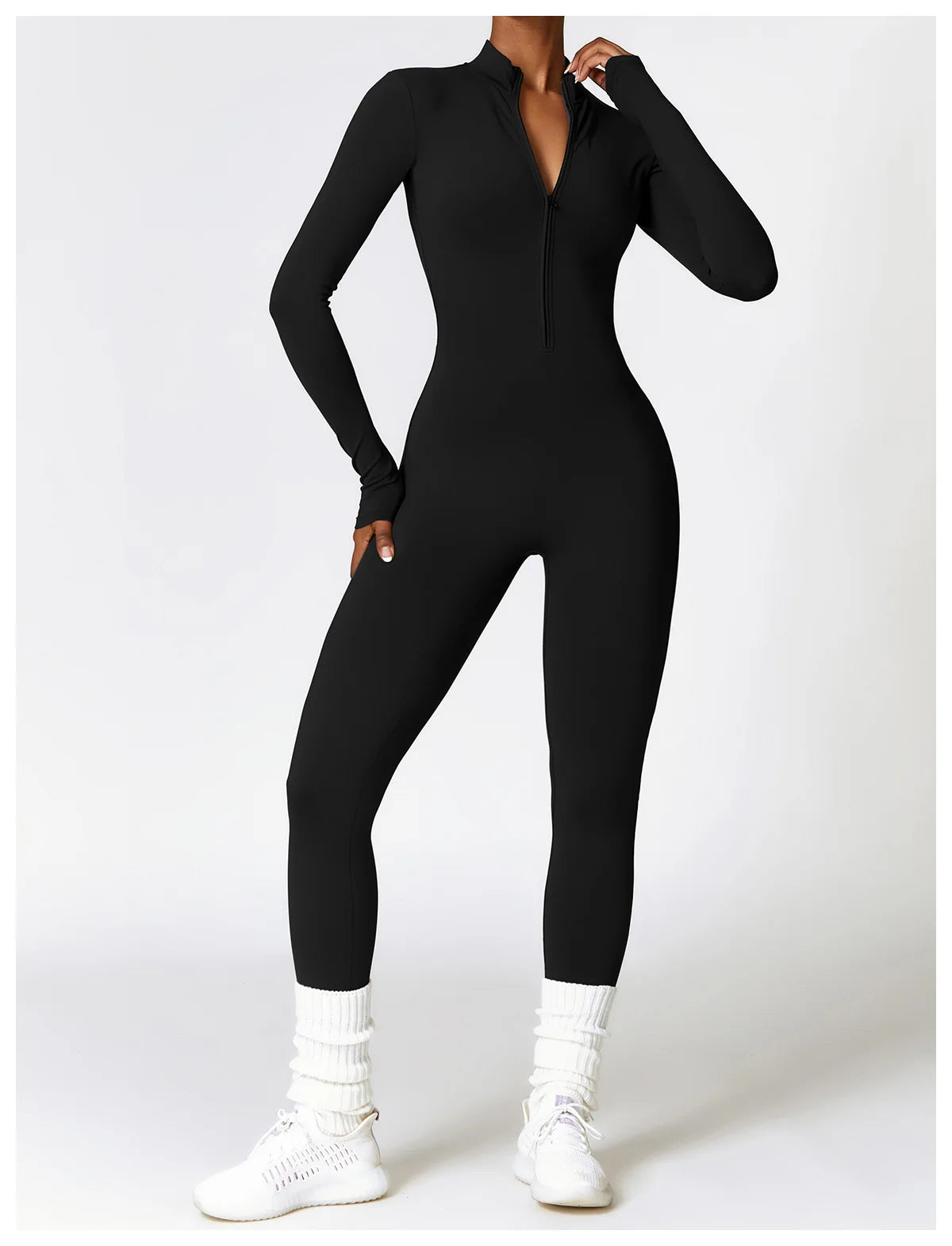 Zipper Yoga Rompers Long Sleeved One-piece Sports Gym Jumpsuits Workout High-intensity Fitness Skin-tight Garment