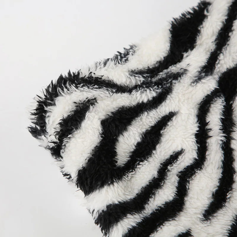 Zebra Stripes Faux Fur Bodycon Skirt