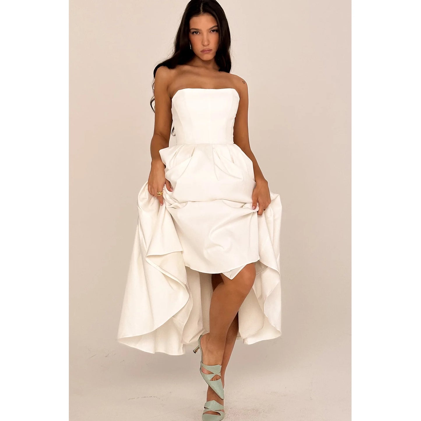 De Fiesta in Strapless Flare Dress White Corset Dress Night Dresses