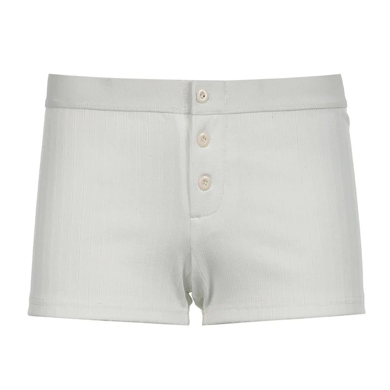 Low Waisted Button Up Mini Shorts Patchwork Slim Bottoms Shorts