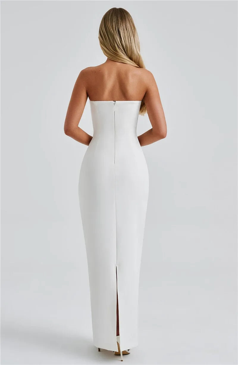Scarf Collar Backless Bodycon Maxi Dress