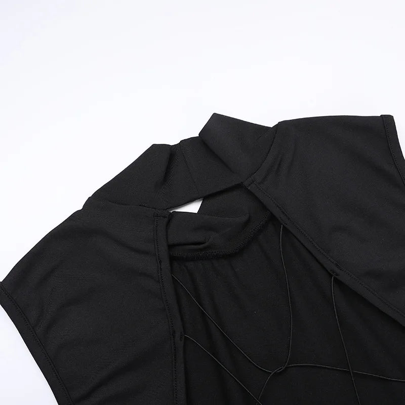 Black Backless Butterfly Detail Maxi Dress
