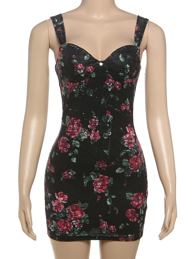 Roe Embroider Mini Dress Supendency Low Neck Claic