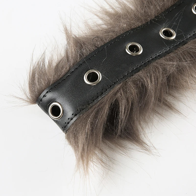 Fur Patchwork Belts Hole Adjustable Accessories Retro Rock Leather Belts