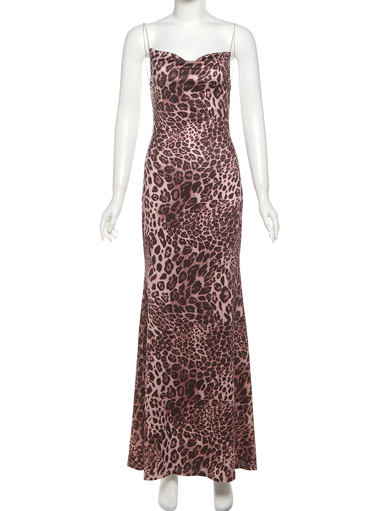 Supendency Leopard Dress Body-haping Maxi Popular Bodycon