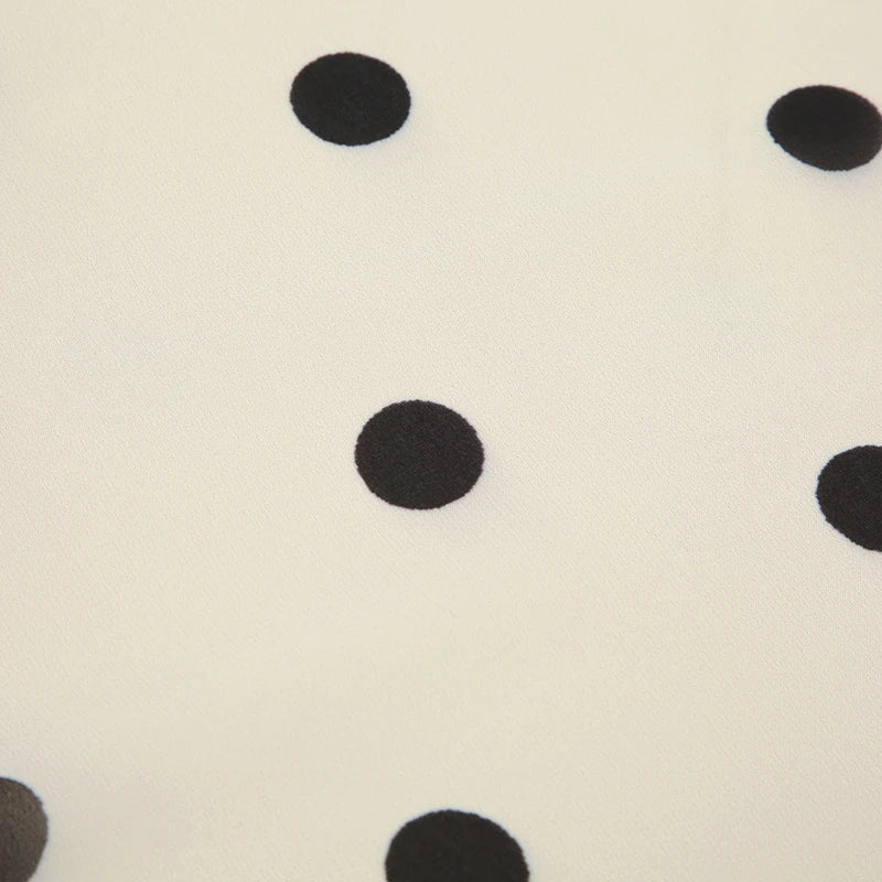 Beige Midi Skirt with Black Dots