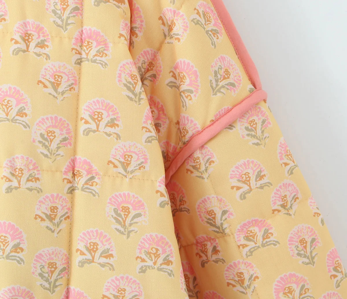 Yellow Cotton Floral Coat