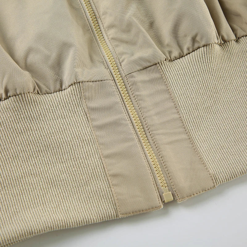 Patchwork Jackets Pockets Turn-down Collar 's Coats Zipper