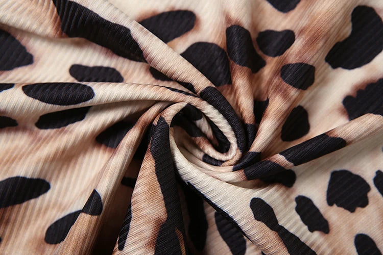 Dress Sleeveless Leopard Stretch O-Neck Mini Bodycon