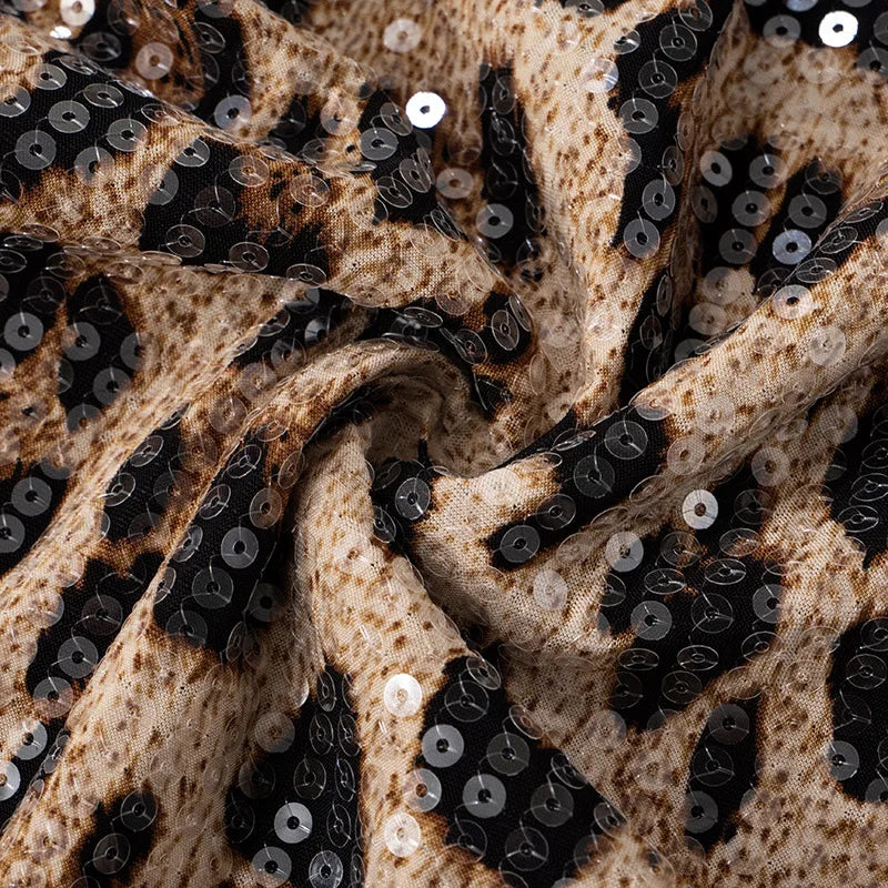 Leopard Strapless Sequin Backless Top