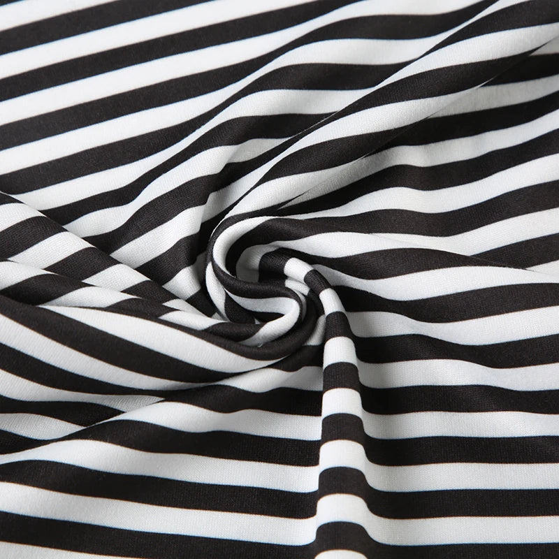 Backless Striped Print Slim Tee Shirts Long Sleeves Tees