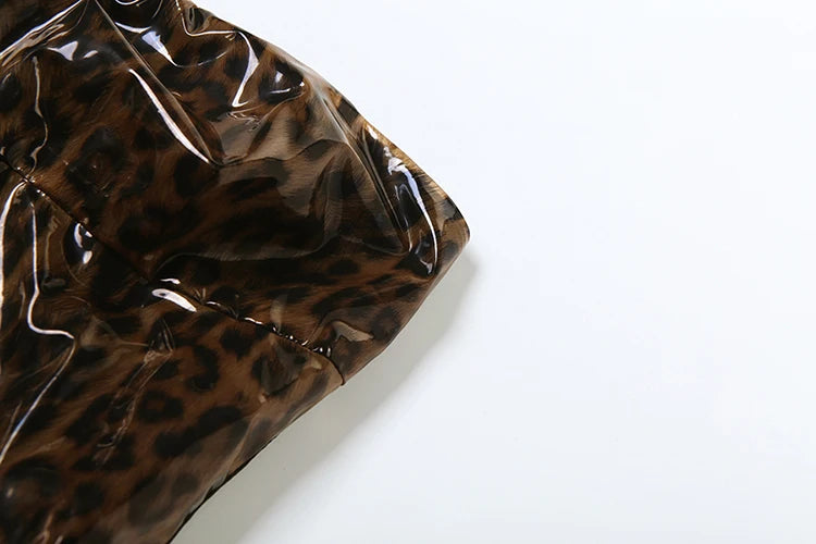 Leopard Hard Mini Dress Patchwork Body-shaping Frock Strapless Backless