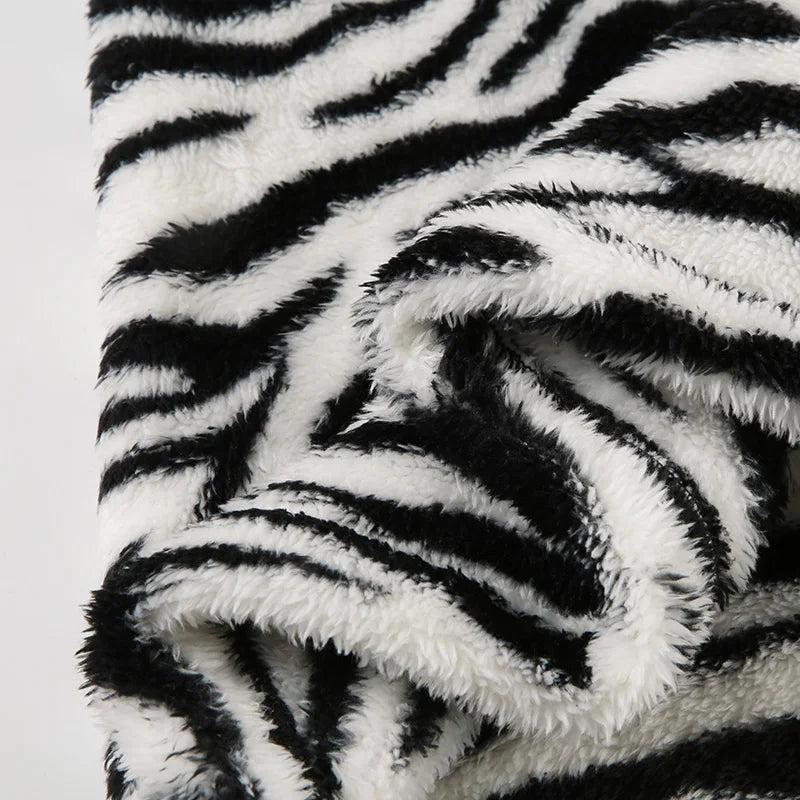 Zebra Stripes Faux Fur Bodycon Skirt