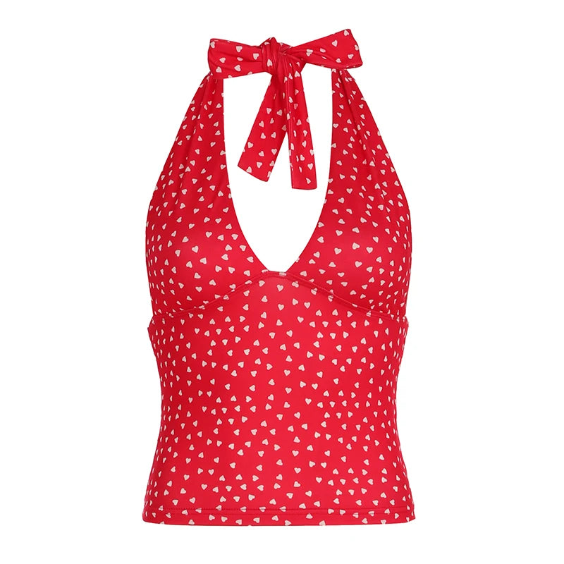 Halter Neck Camisole Backless Print Bustiers Slim 's Top