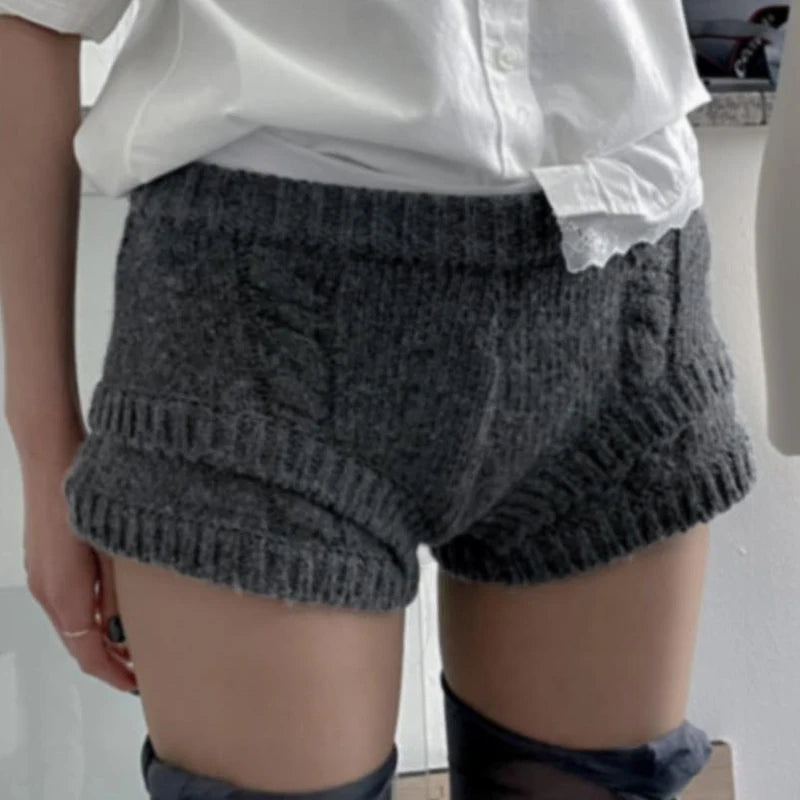 Slimming Knit Shorts Color 's Bottoms Leisure Comt