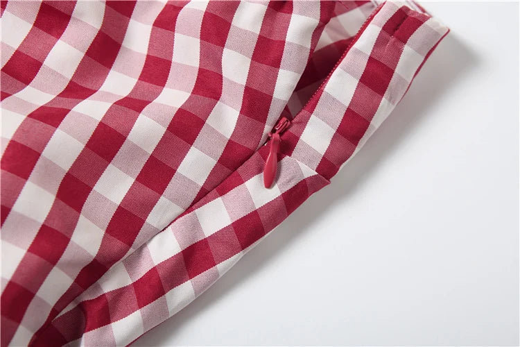 Plaid Corset Top Pleated Fluffy Hem Sleeveless Basic Street Backless Top