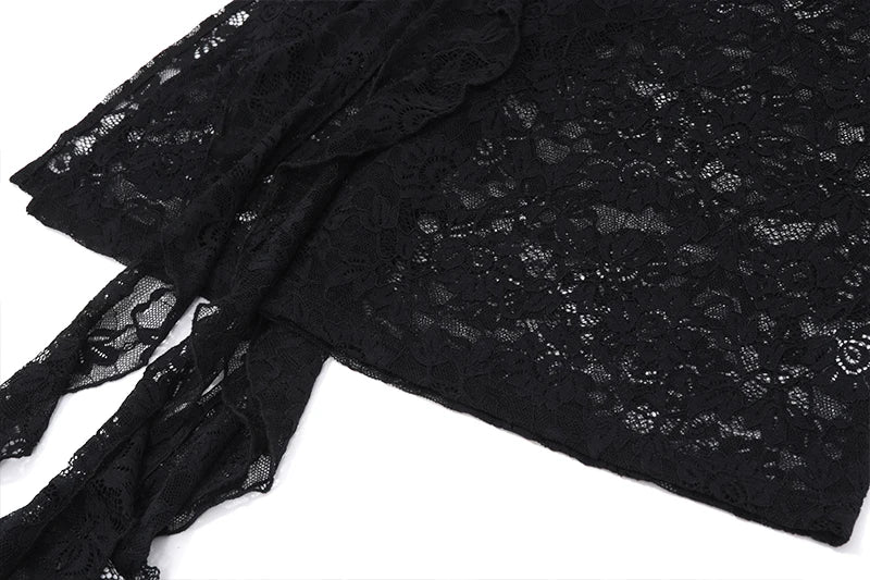 Off Shoulder Lace Ruffle Trim Crop Top Backless Slim Tank Top Camis
