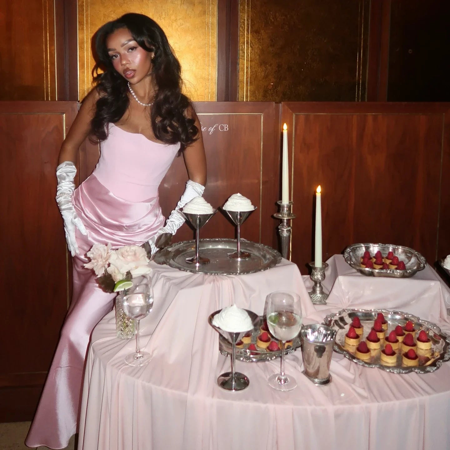 Pink Satin Corset Strapless Maxi Dress