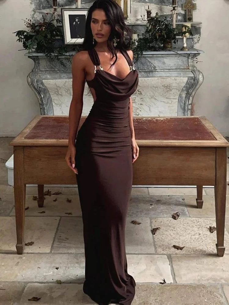 Slim Halter Cleavage Backlessss Dress