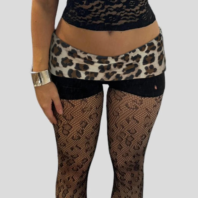 Leopard Shorts Patchwork Short Pants Elastic Waist Bottoms