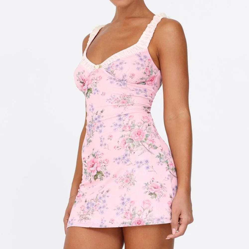 Pink Floral Mini Dress