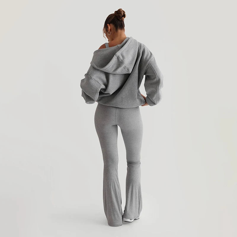 Slim color Micro Flare Pant baic Sport Jogging Trouer Floor Length Bottom