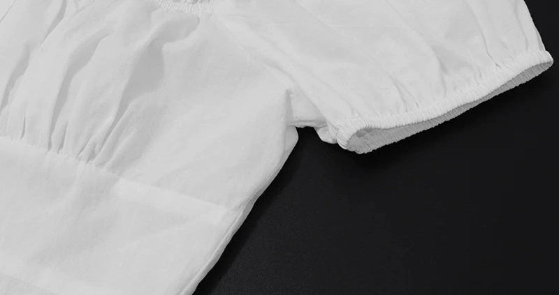 White Backless Square Neck Button Top