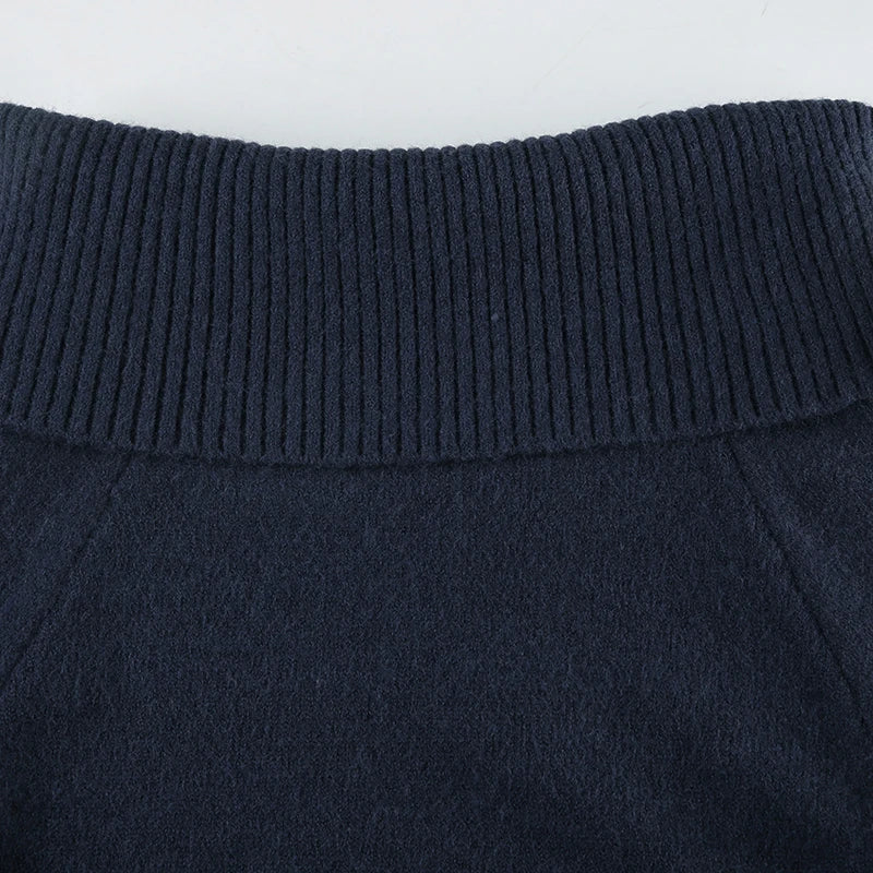 Slah Neck Sweater Slim Knit Pullover