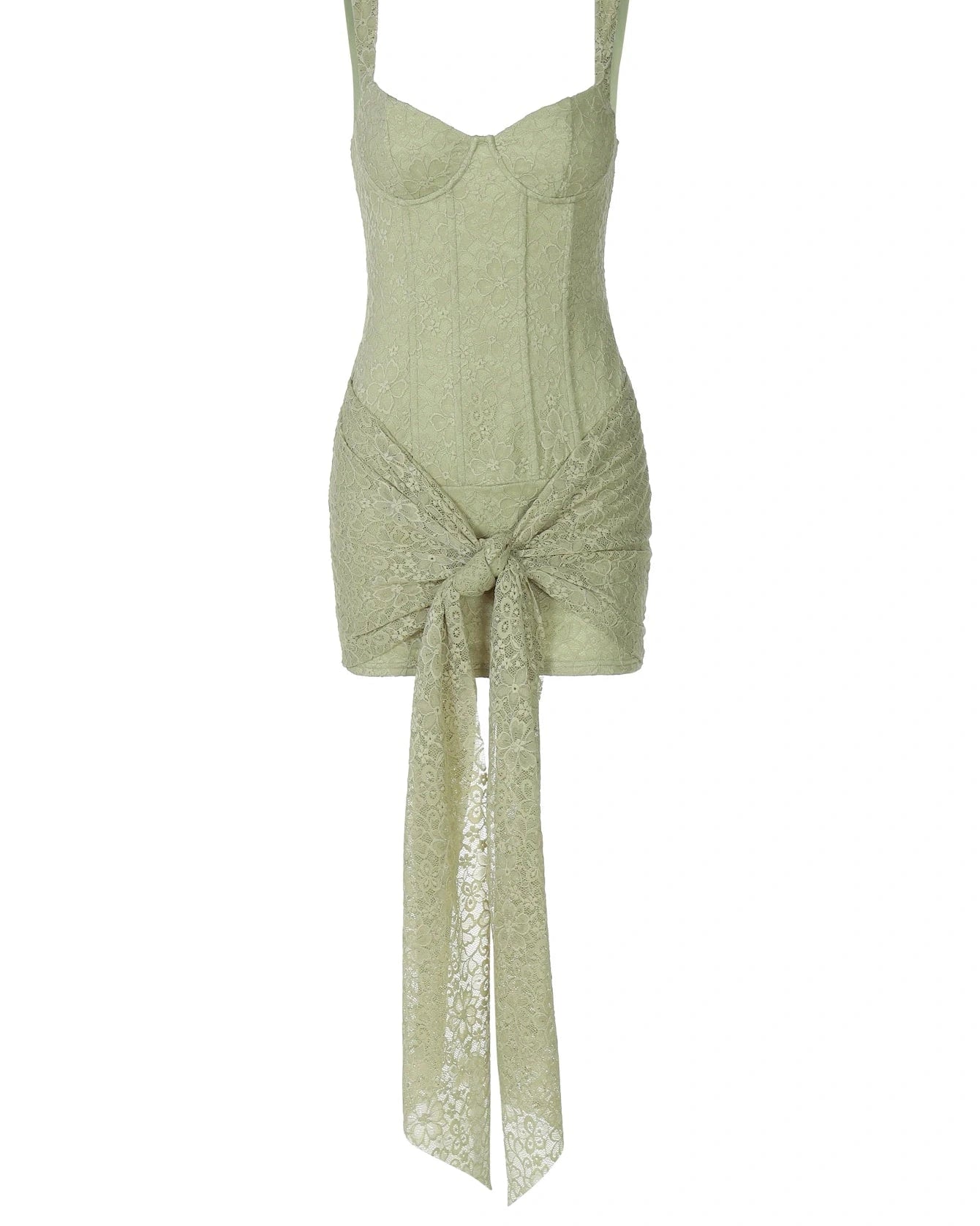 Dress Low-Neck Wrapped Ribbon Bodycon