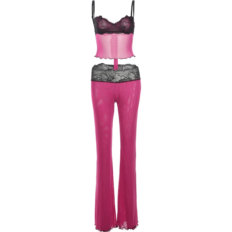 Leopard Patchwork Mesh Two Piece Set