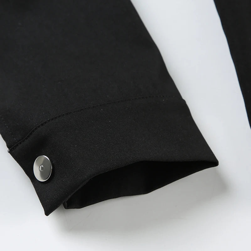 's Rivet Jacket Black Zip-Up with Pockets Long Sleeve Coats Cropped Design