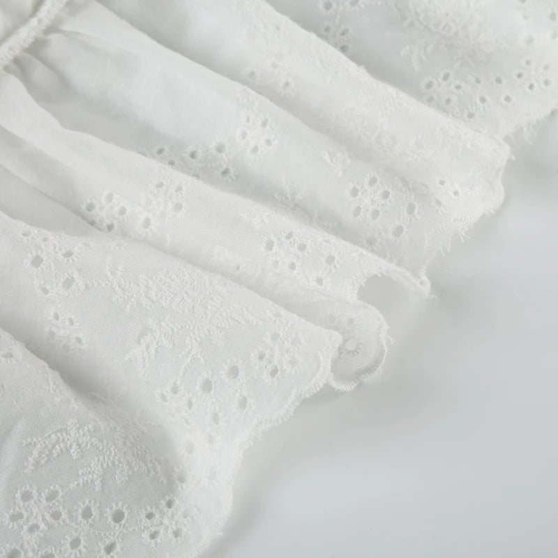 White Embroidery Mini Skirt with Short