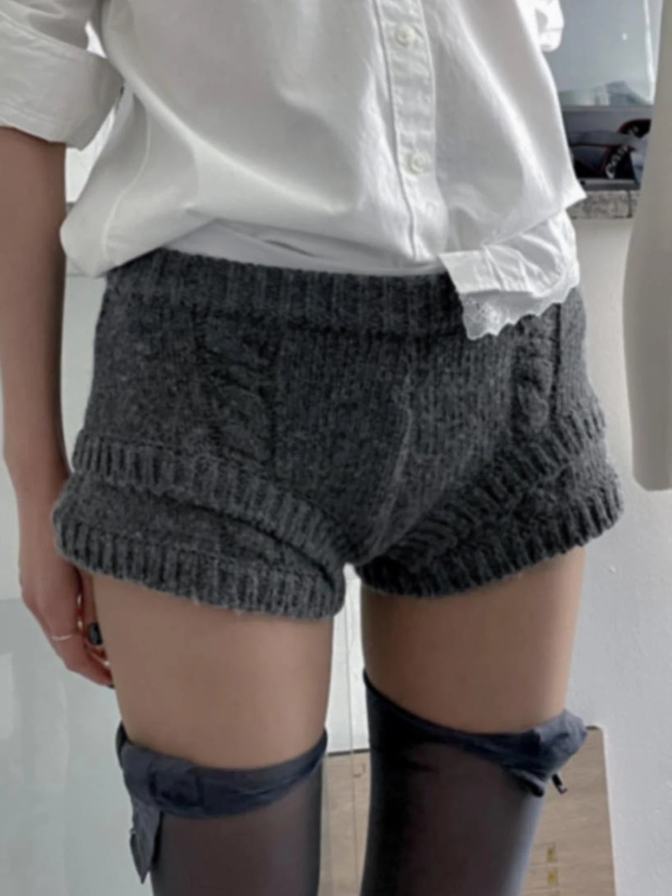 Slimming Knit Shorts Color 's Bottoms Leisure Comt