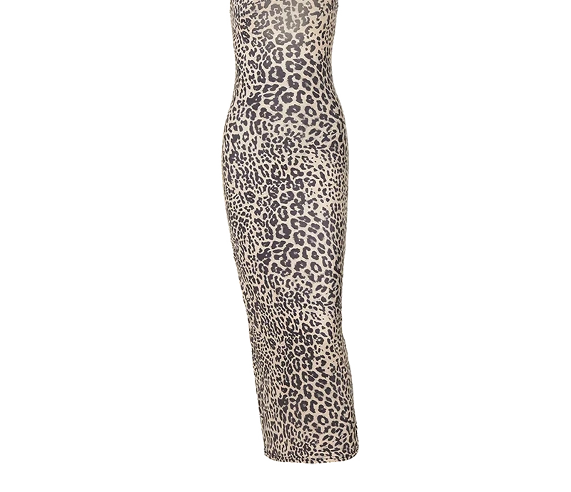 Leopard Slips Backless Bodycon Maxi Dress