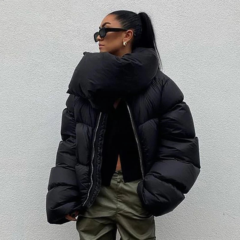 Black Premium Down Jacket Coat Luxury Warm Padd Bread Jacket Down Coat Thick Snap Collar