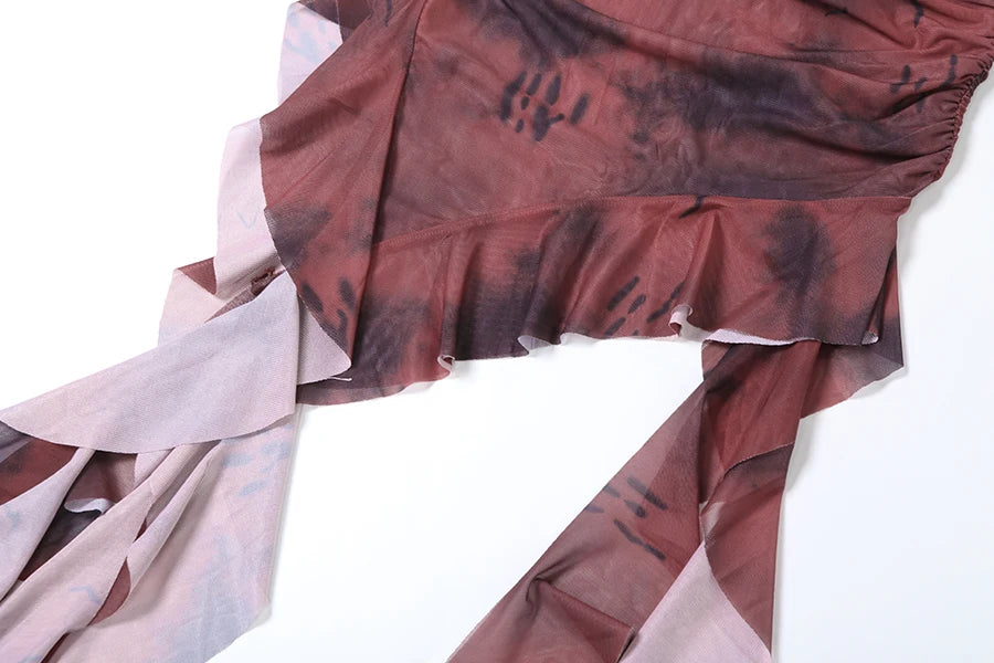 Gradient Ruffles Mini Sling Dress