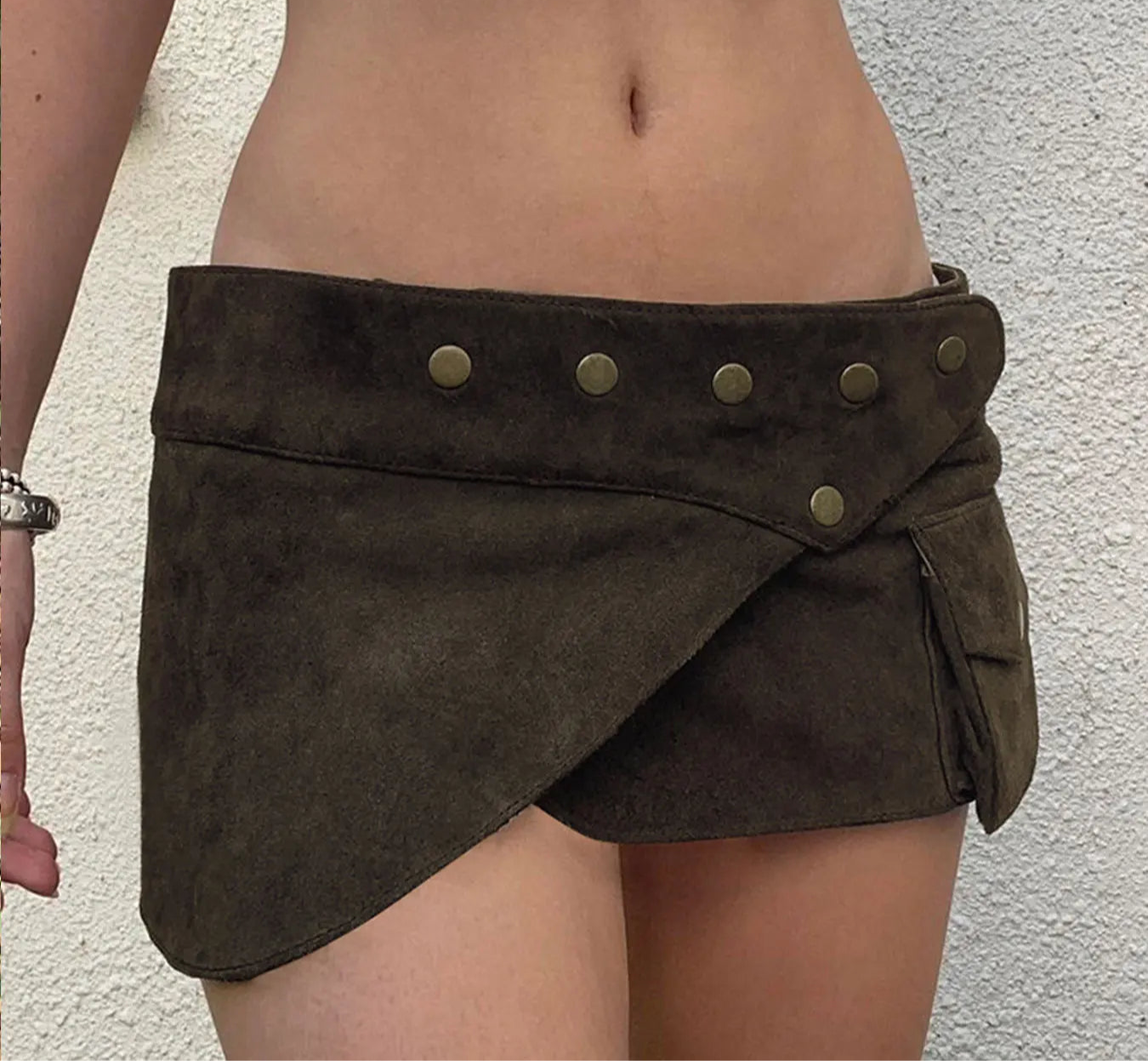 Brown Low Waist Mini Skirt