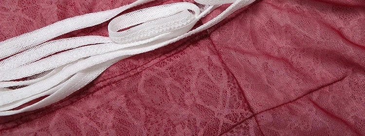 Mesh Scarf Patchwork Lace Ruffled Irregular Hem Long Tassels Frenulum Street Skinny Versatile Girly Sweet Top