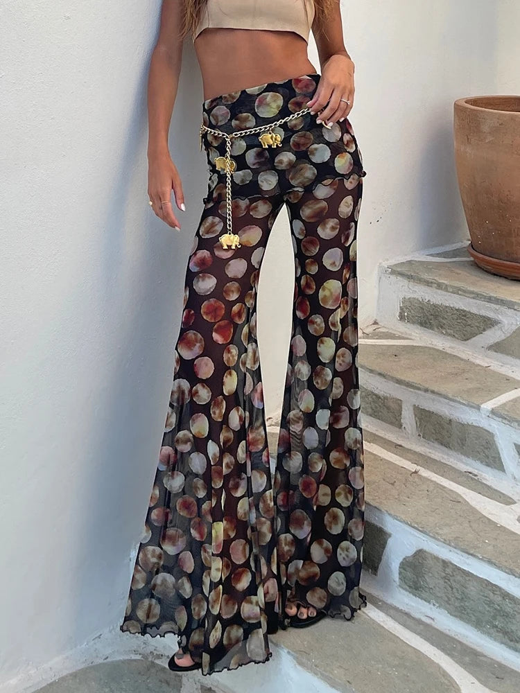 High Waist Mesh Wide Leg Pants