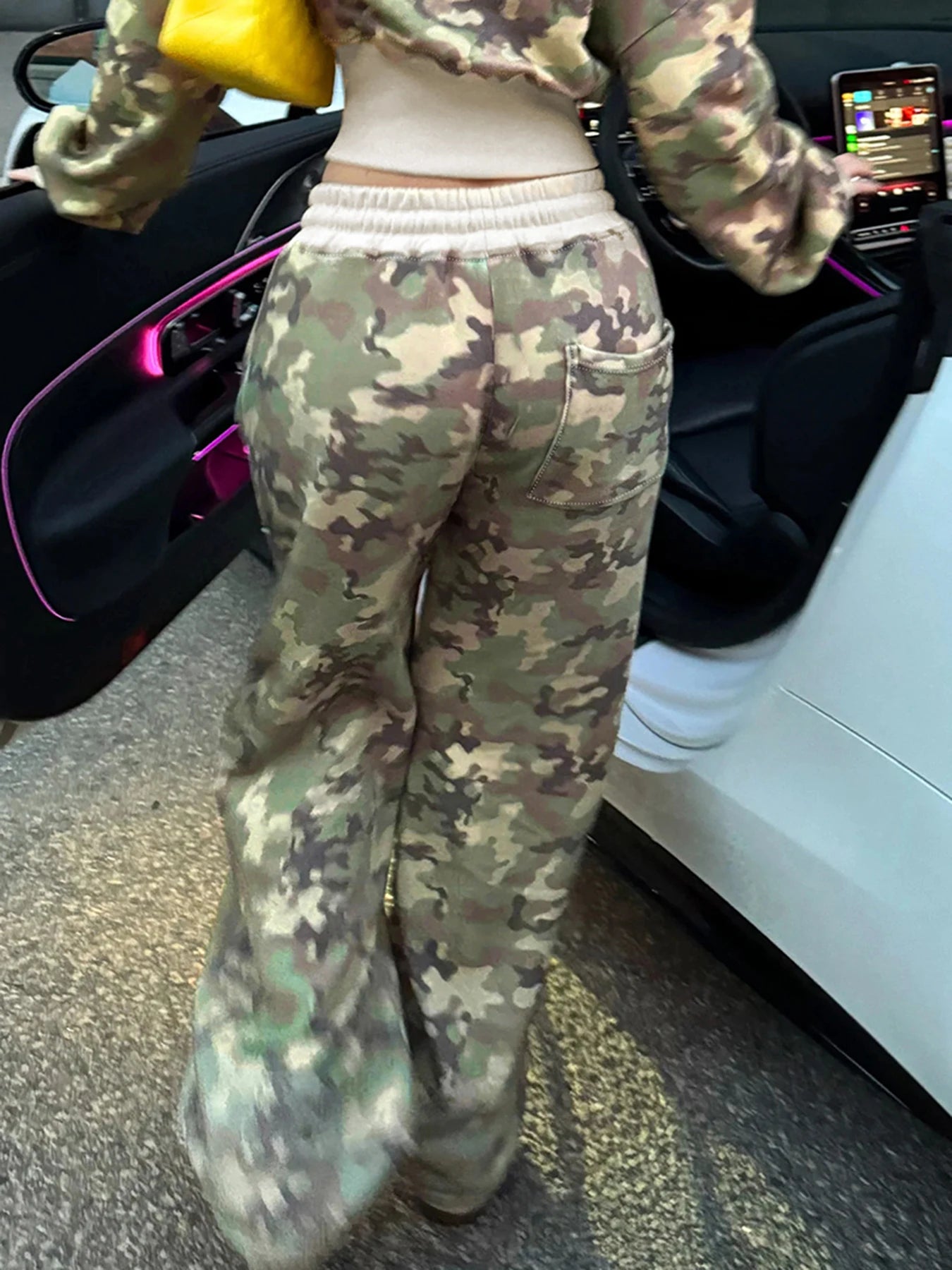 Low Waisted Contrasting Camouflage Trousers Loose Pants 's Bottoms