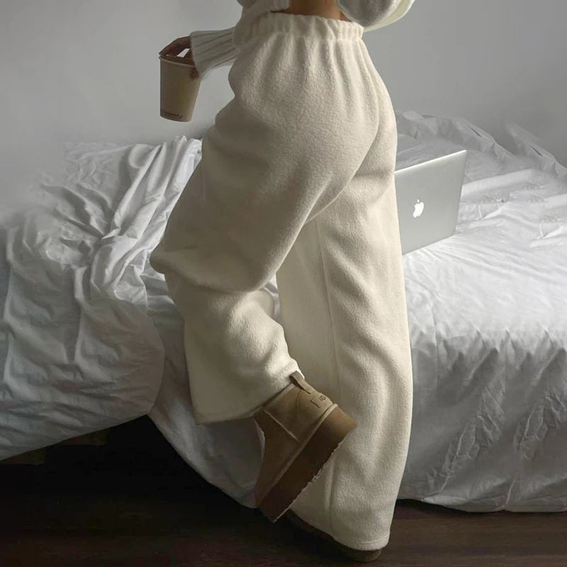 's Thermal Lined Pants Comfy Trousers Fall Drawstring Bottoms Daily